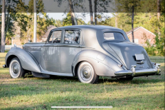 1952 Bentley R-Type LHD Automatic B450LSR Odometer: 34,432 miles. Older restoration showing very well. Tudor gray over silver; light gray/dark gray piping. Originally delivered to France; first owner purchased for his wedding tour of Europe, afterward imported to the United States. Presented as per build sheet: original colors, white walls, Pyrene bumpers with large overriders specific to few cars to the export market; repeaters without trafficators (deleted); high frequency horns; sealed beam headlights. Owners manual; all large tools with a mostly complete small tool tray. Extensive history/receipt file. A very special Early Post War Bentley.